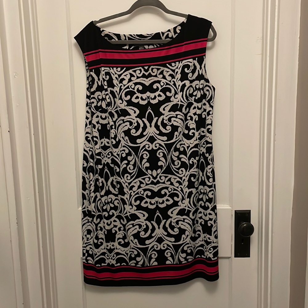 Jessica Howard MIDI dress. Black, white and pink stripe.